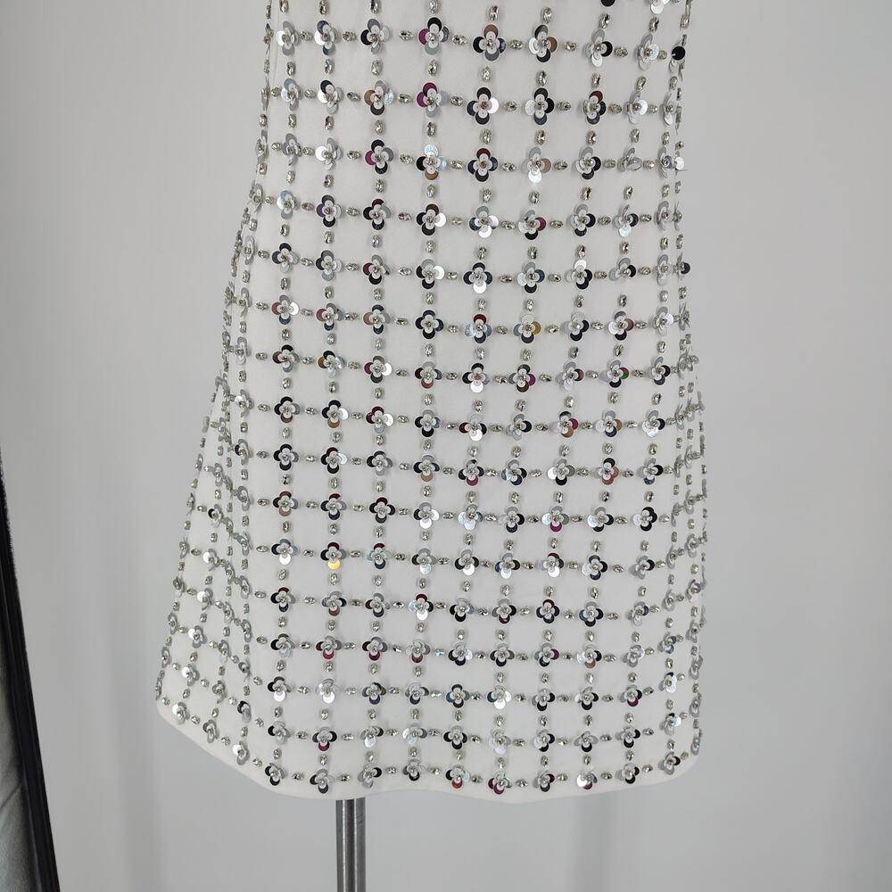 Simkhai Ziva White Embellished Mini Dress Crystal Sequin Size 8 Bridal - Picture 10 of 16